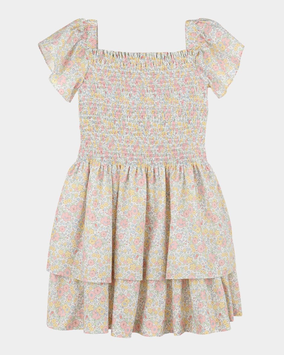 Girl's Floral-Print Smocked Dress, Size 4-